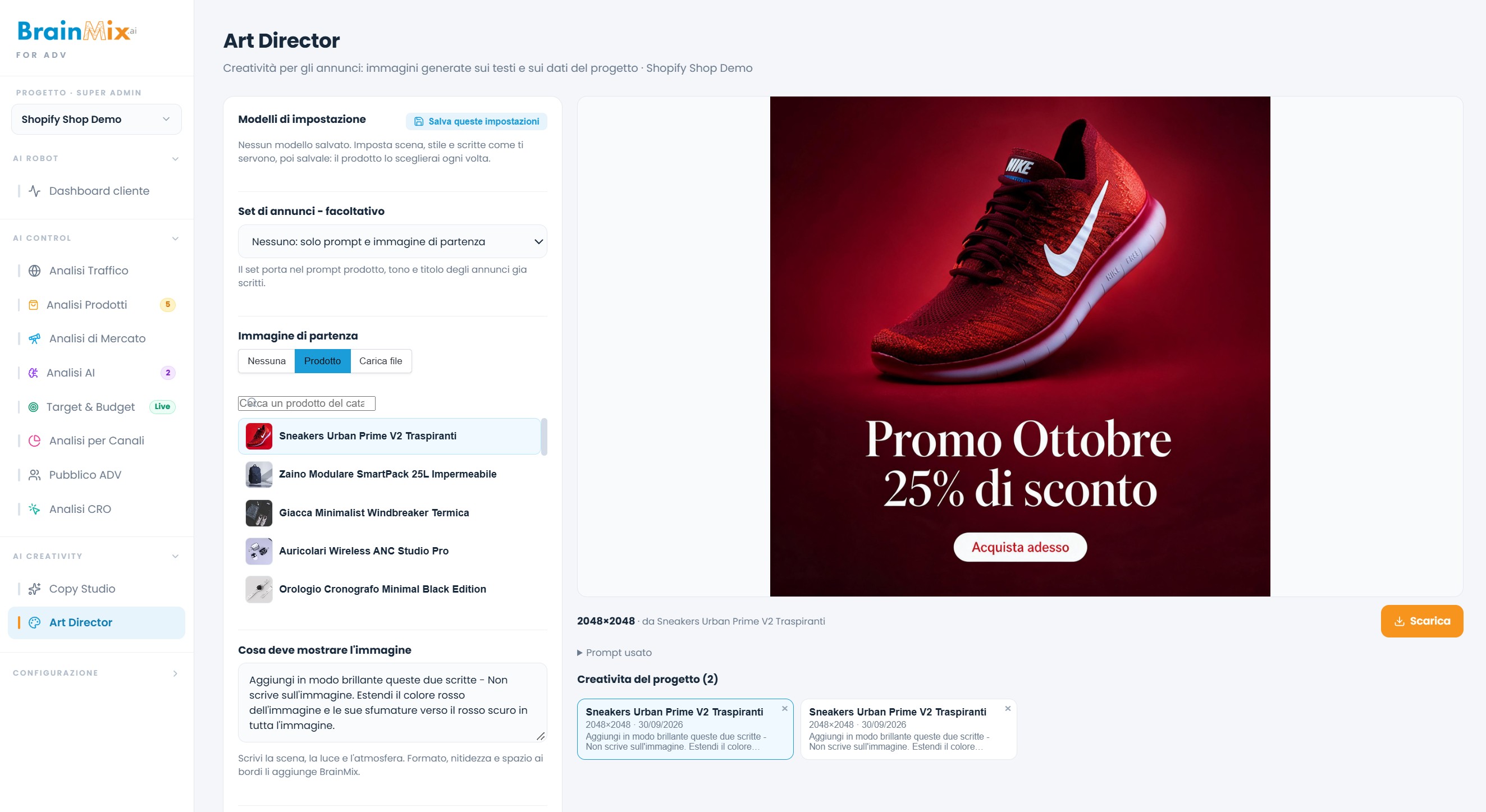 BrainMix AI Art Director: generating high-converting ad creatives and copy for Meta Ads